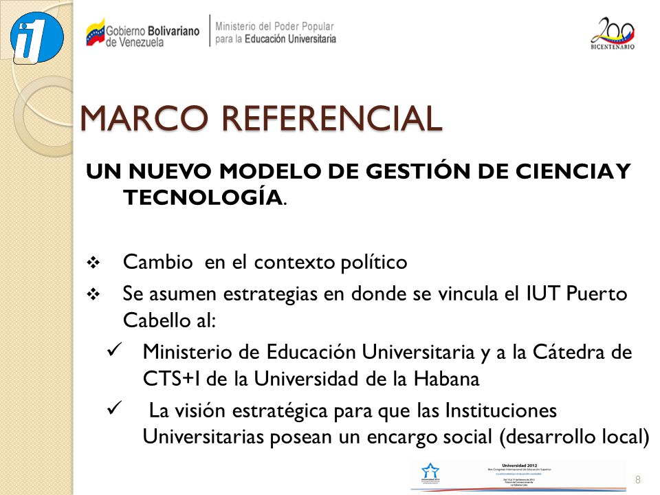 MARCO REFERENCIAL UN NUEVO MODELO DE GESTIÓN DE CIENCIA Y TECNOLOGÍA.