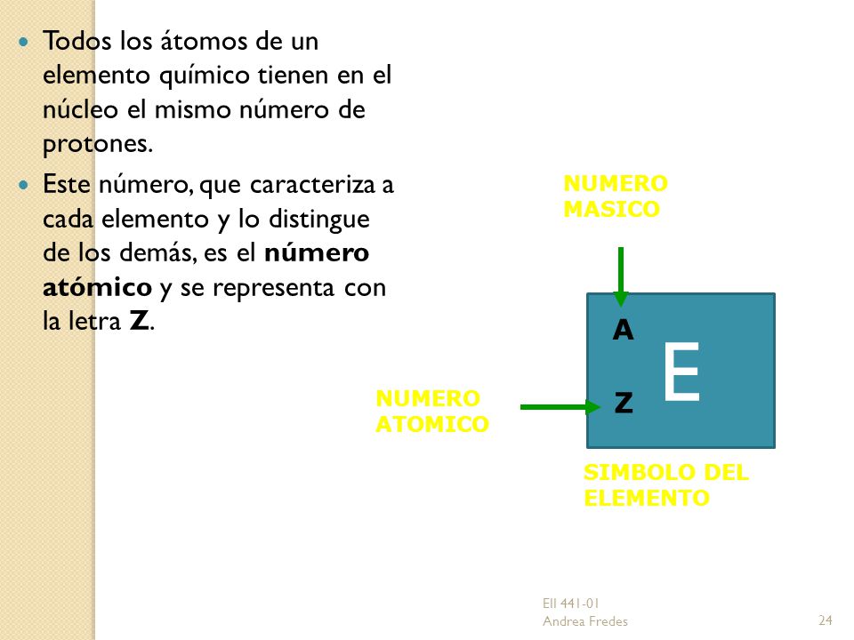 Todos los átomos de un elemento químico tienen en el núcleo el mismo número de protones.