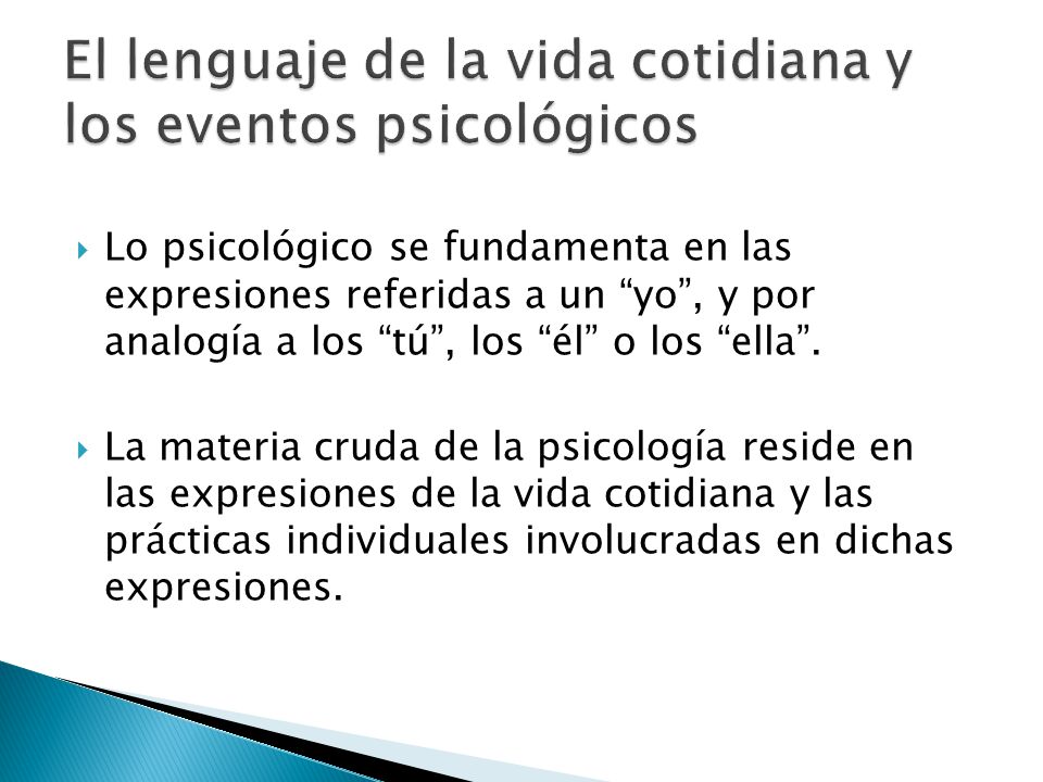 El lenguaje de la vida cotidiana y los eventos psicológicos