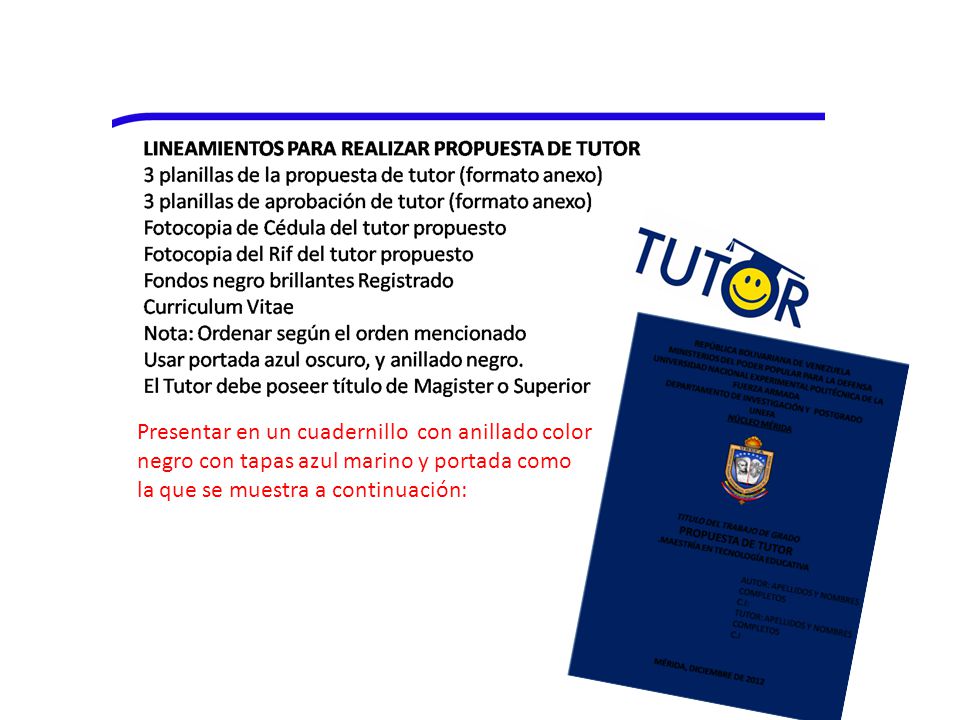 Presentar en un cuadernillo con anillado color