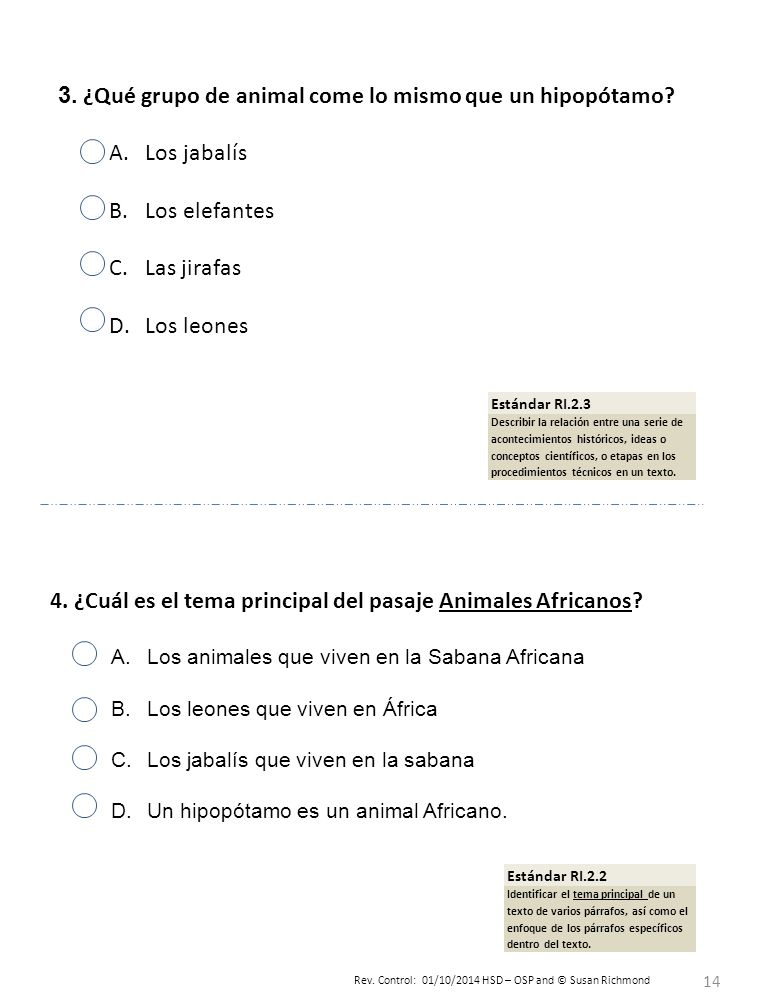 3. ¿Qué grupo de animal come lo mismo que un hipopótamo Los jabalís
