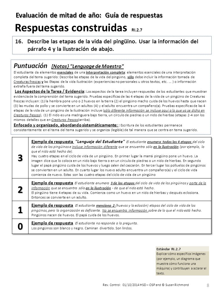 3 2 1 Evaluación de mitad de año: Guía de respuestas