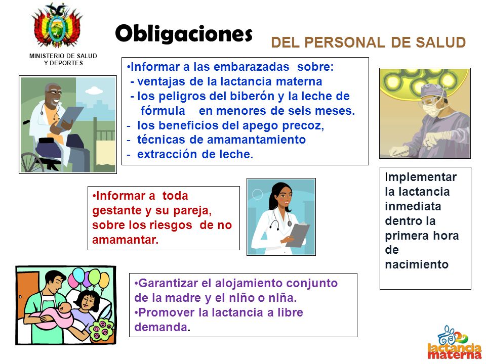 Obligaciones DEL PERSONAL DE SALUD Informar a las embarazadas sobre: