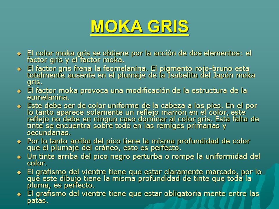 MOKA GRIS El color moka gris se obtiene por la acción de dos elementos: el factor gris y el factor moka.