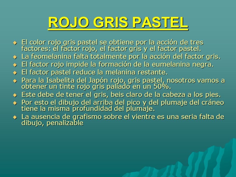 ROJO GRIS PASTEL El color rojo gris pastel se obtiene por la acción de tres factores: el factor rojo, el factor gris y el factor pastel.