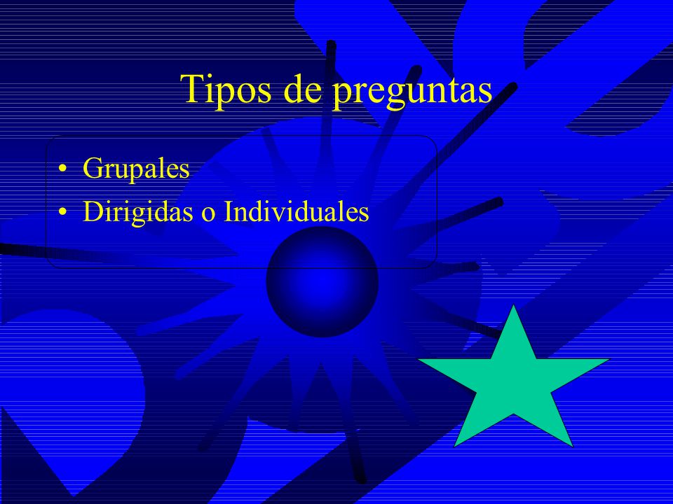 Tipos de preguntas Grupales Dirigidas o Individuales