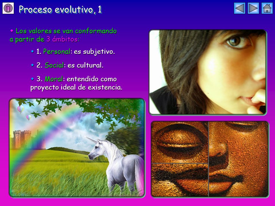 Proceso evolutivo, 1  Los valores se van conformando
