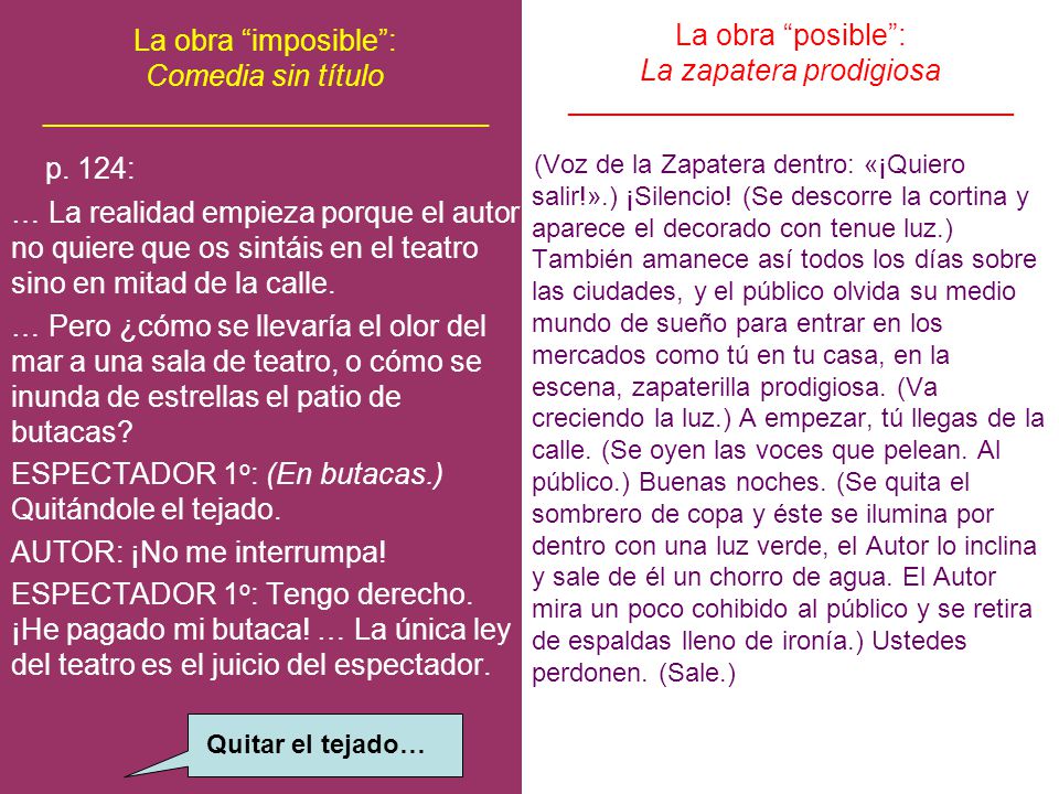 p. 124: La obra imposible : La obra posible : Comedia sin título