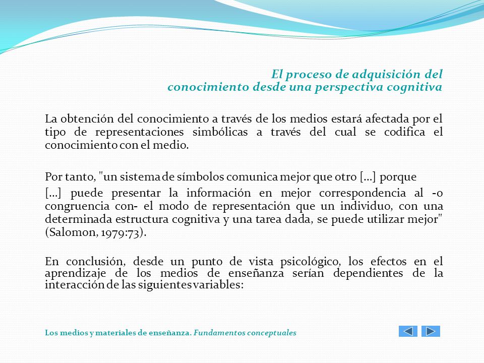 El proceso de adquisición del conocimiento desde una perspectiva cognitiva