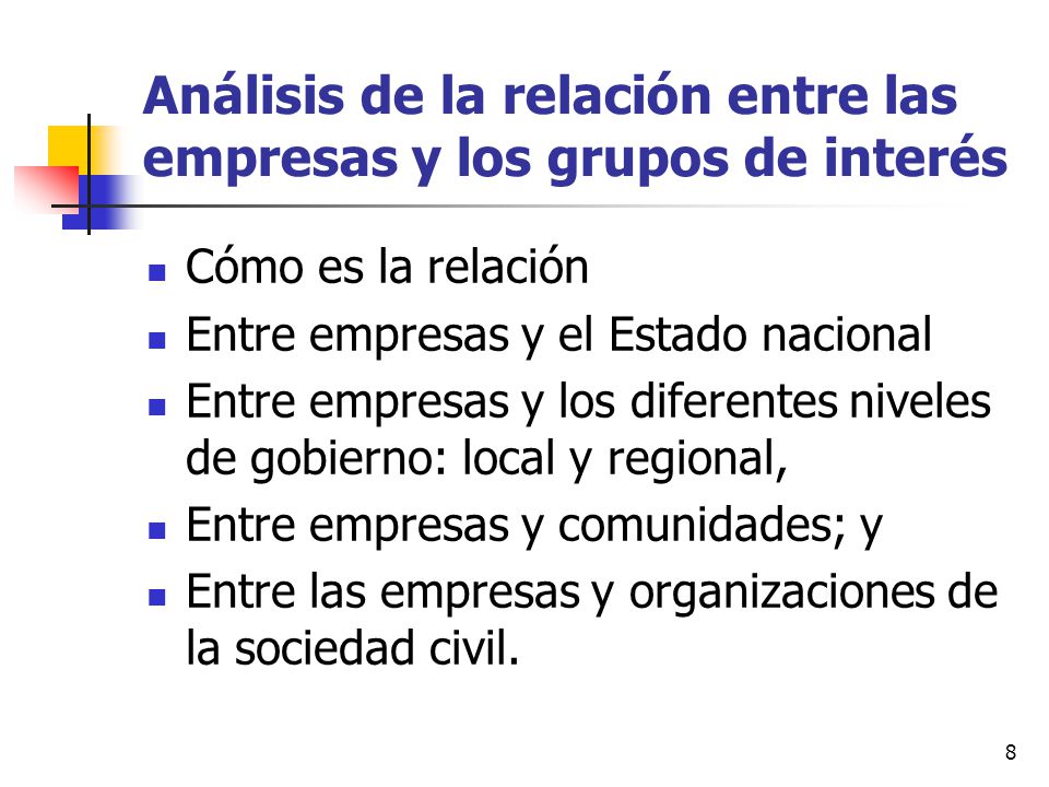 Análisis de la relación entre las empresas y los grupos de interés