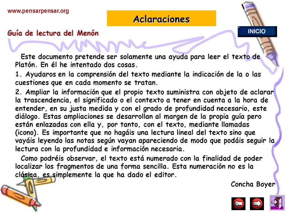 Aclaraciones Este documento pretende ser solamente una ayuda para leer el texto de Platón. En él he intentado dos cosas.