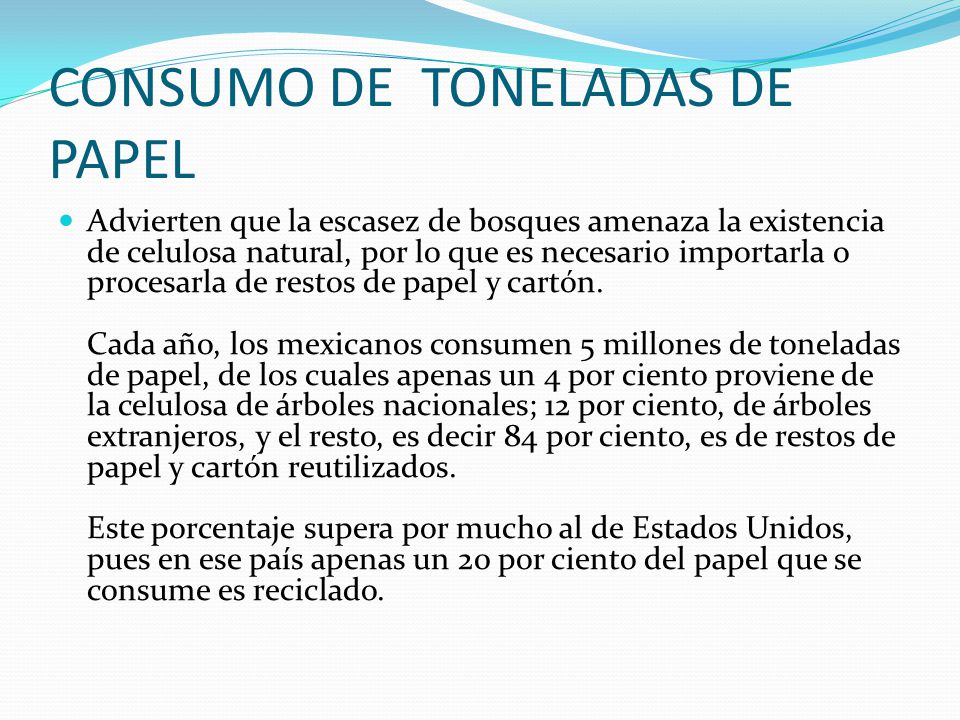 CONSUMO DE TONELADAS DE PAPEL
