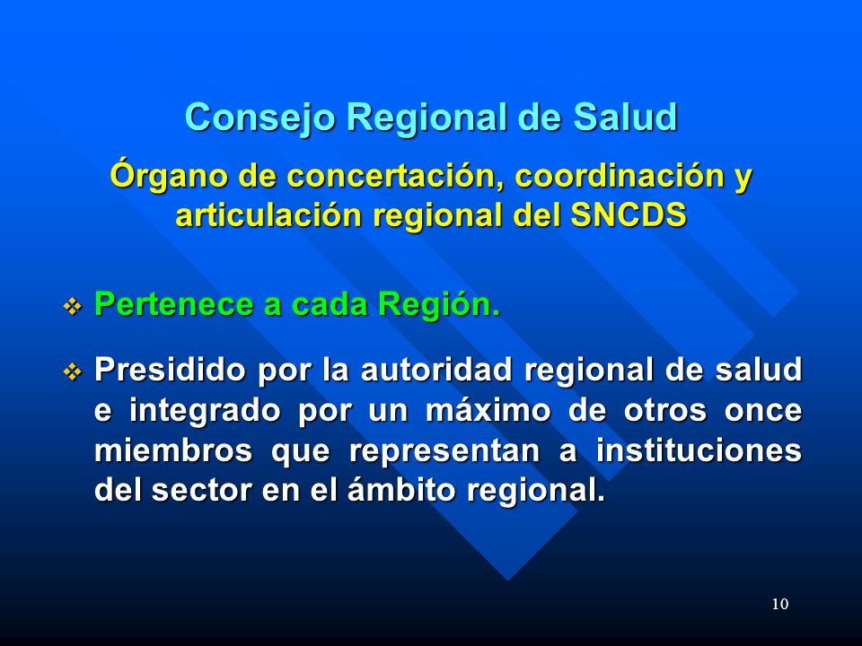 Consejo Regional de Salud Órgano de concertación, coordinación y articulación regional del SNCDS
