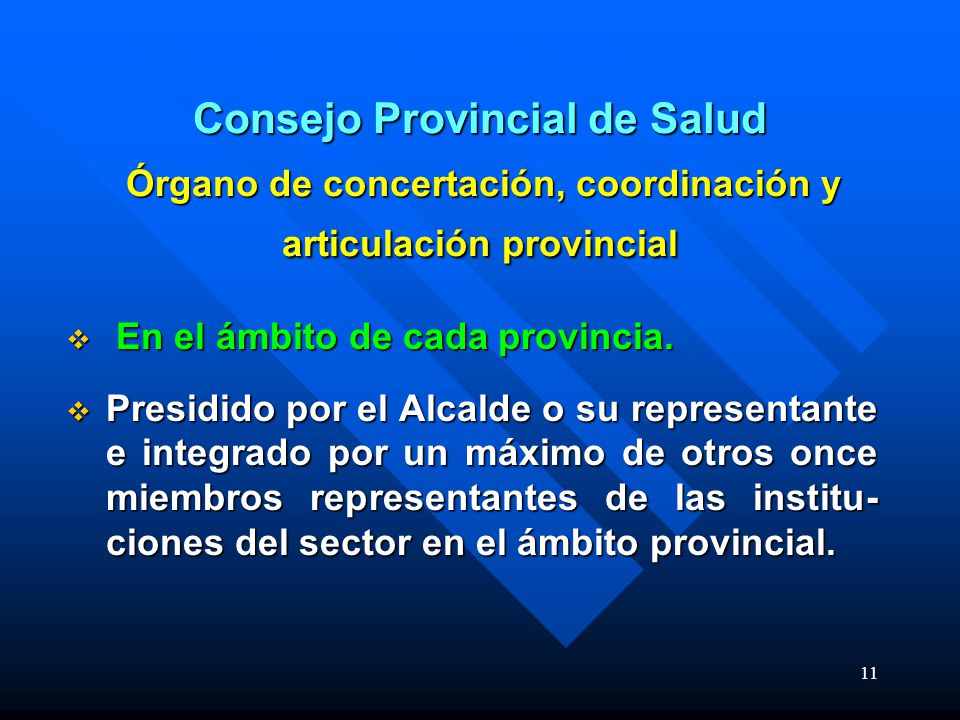 Consejo Provincial de Salud Órgano de concertación, coordinación y articulación provincial