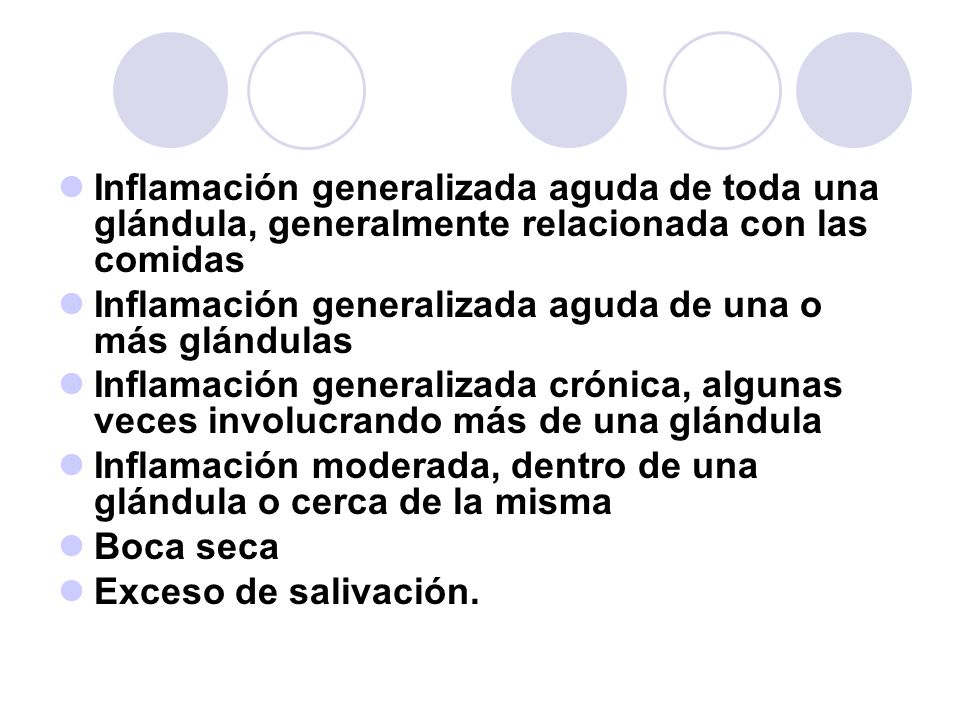 Inflamación generalizada aguda de toda una glándula, generalmente relacionada con las comidas