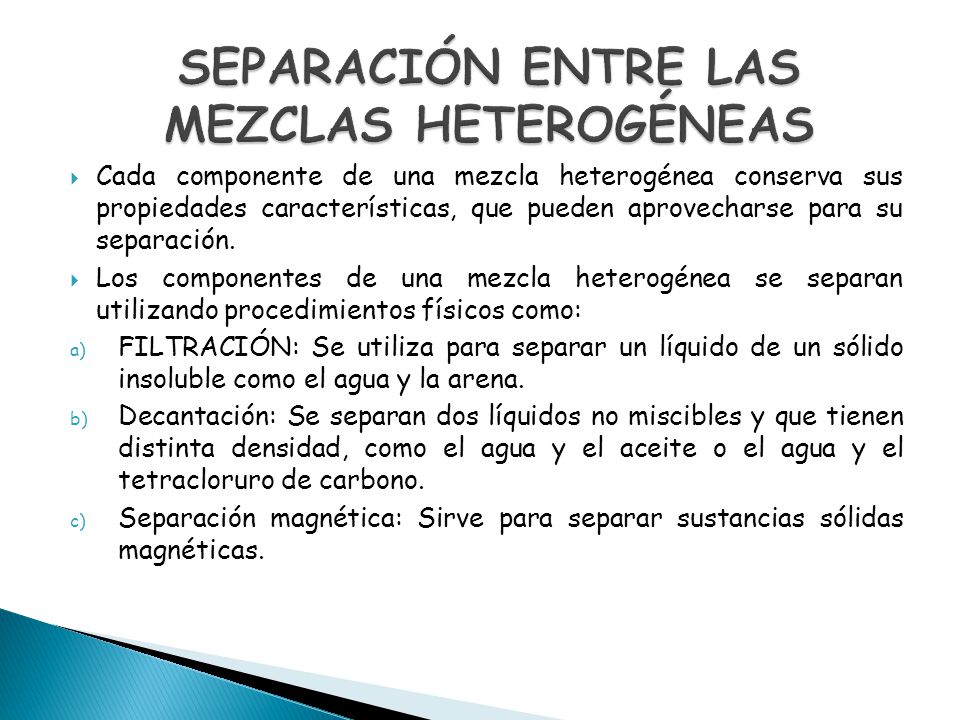 SEPARACIÓN ENTRE LAS MEZCLAS HETEROGÉNEAS