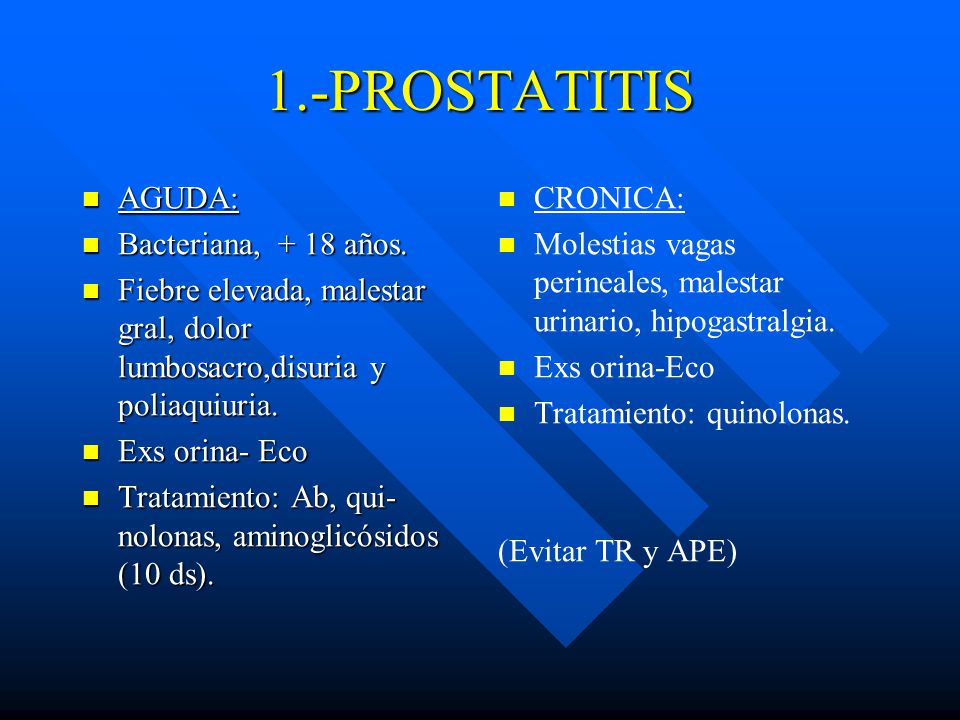 prostatitis crónica tratamiento quirúrgico