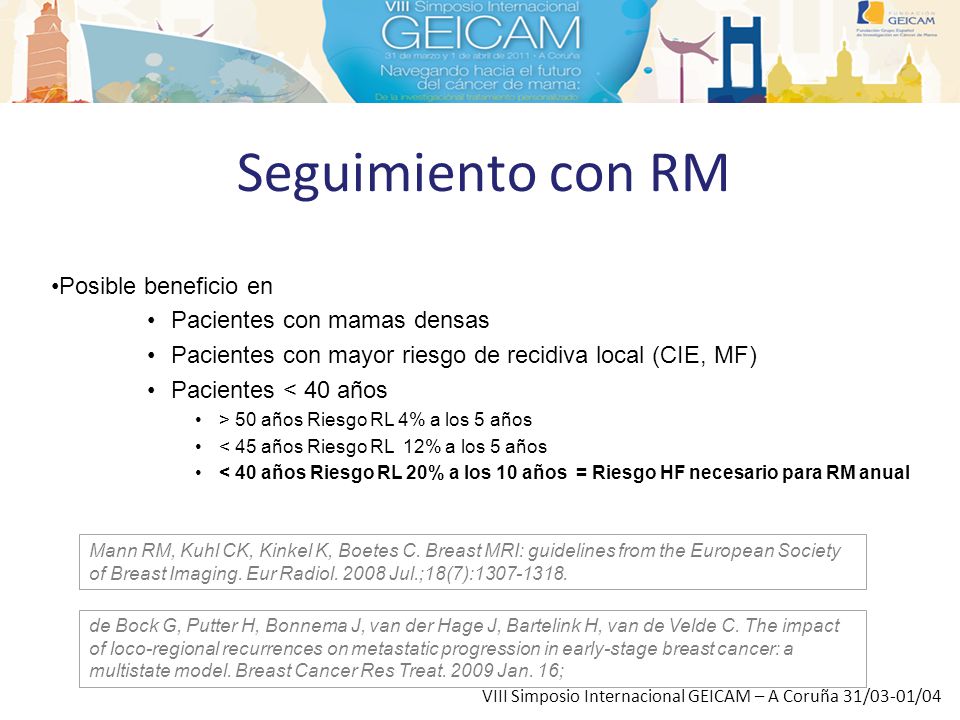 Seguimiento con RM Posible beneficio en Pacientes con mamas densas