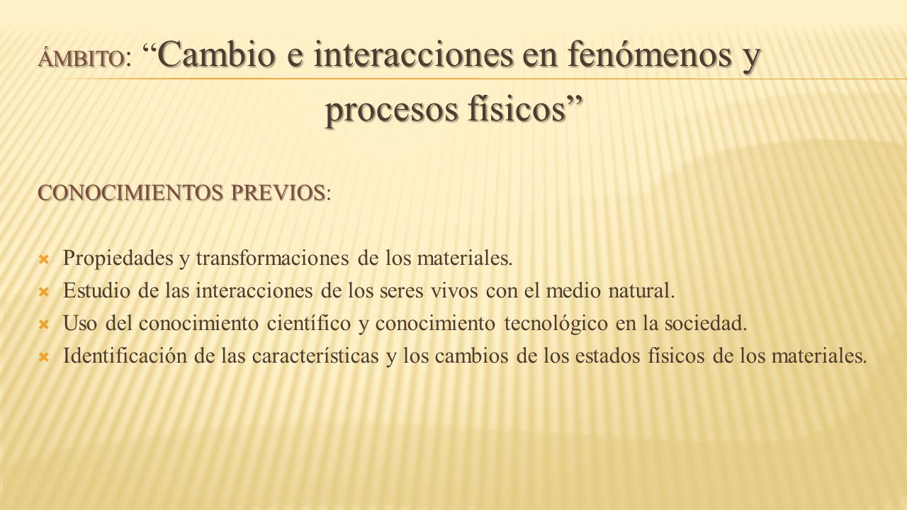 procesos físicos ÁMBITO: Cambio e interacciones en fenómenos y