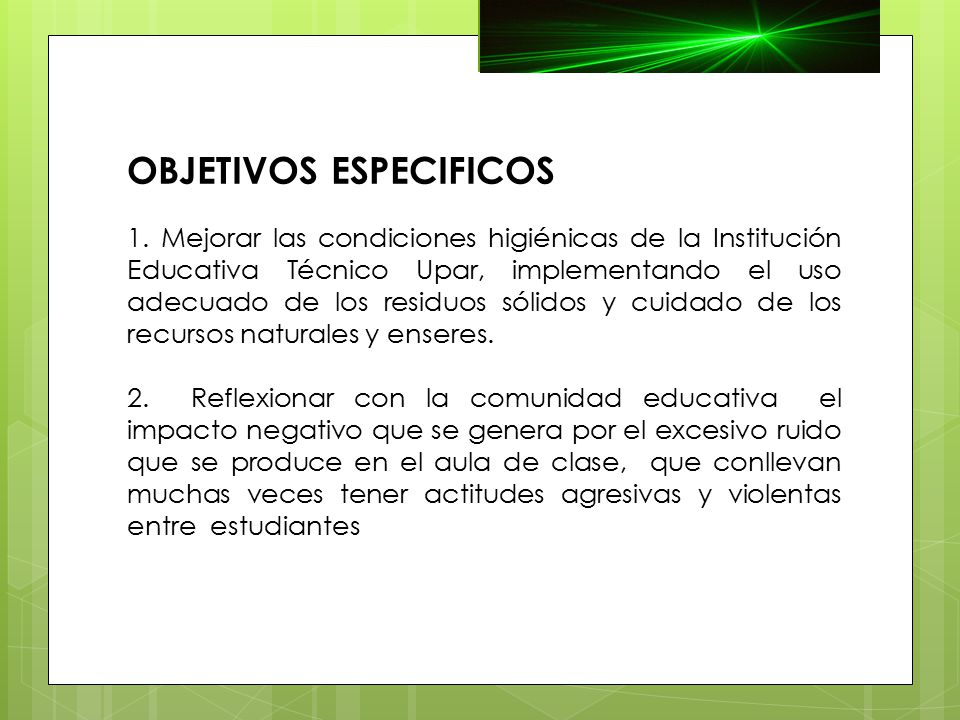 OBJETIVOS ESPECIFICOS