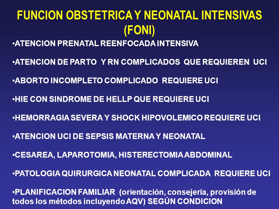 FUNCION OBSTETRICA Y NEONATAL INTENSIVAS (FONI)