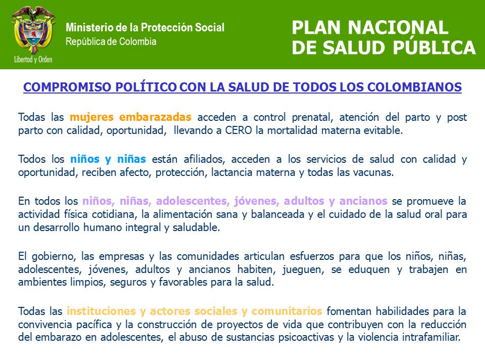 COMPROMISO POLÍTICO CON LA SALUD DE TODOS LOS COLOMBIANOS