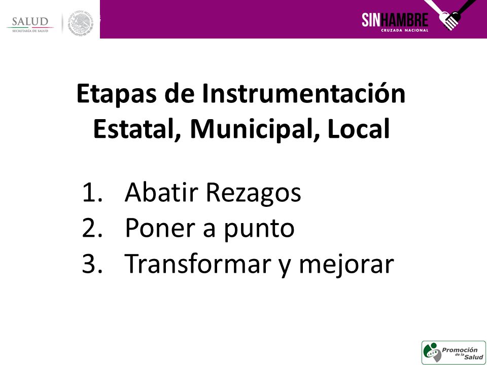 Etapas de Instrumentación Estatal, Municipal, Local