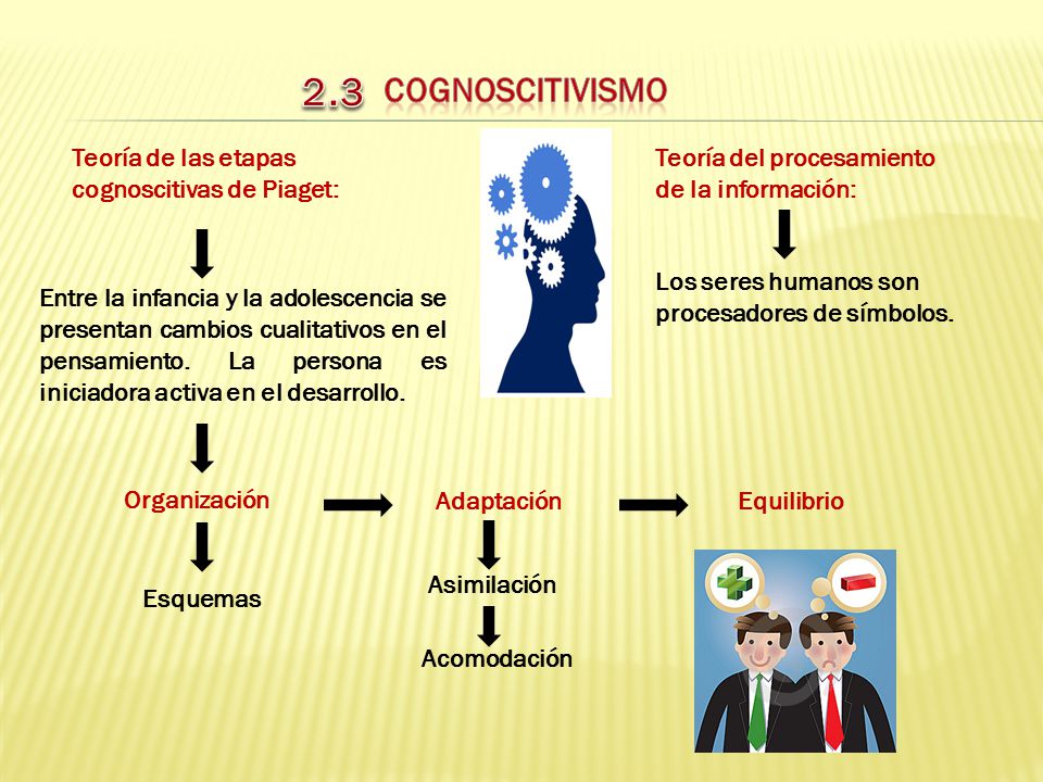 2.3 cognoscitivismo Teoría de las etapas cognoscitivas de Piaget: