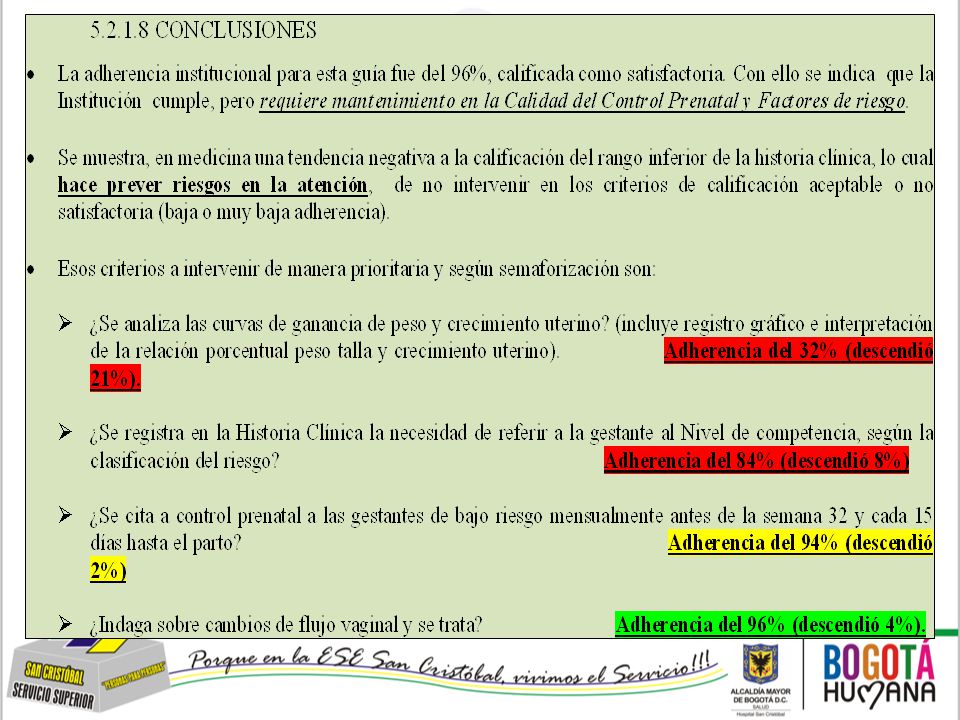 ESE SAN CRISTÓBAL INFORME DE AUDITORÍA A LA ADHERENCIA A GUIAS DE ATENCIÓN MATERNO-PERINATAL, IV TRIMESTRE DEL 2011