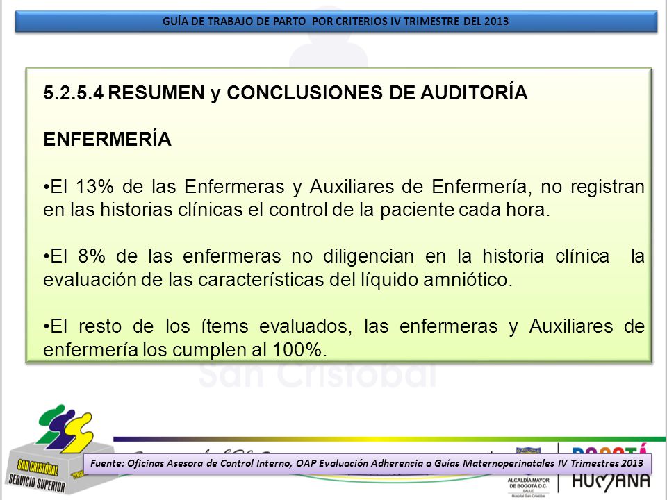 GUÍA DE TRABAJO DE PARTO POR CRITERIOS IV TRIMESTRE DEL 2013