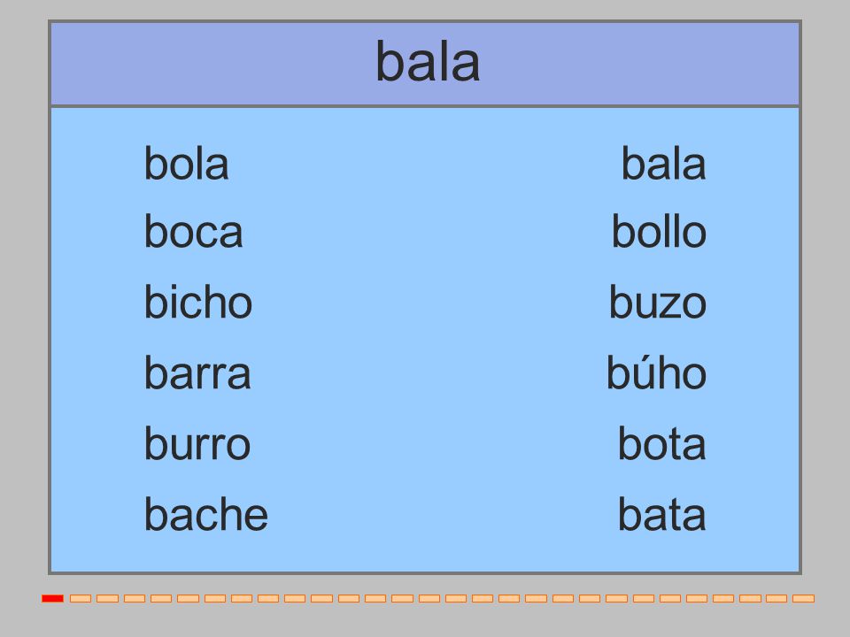 bala bola bala boca bollo bicho buzo barra búho burro bota bache bata