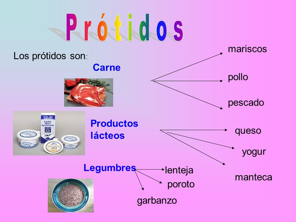 P r ó t i d o s mariscos Los prótidos son: Carne pollo pescado
