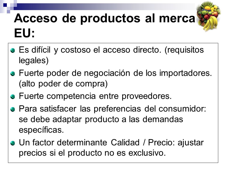 Acceso de productos al mercado EU: