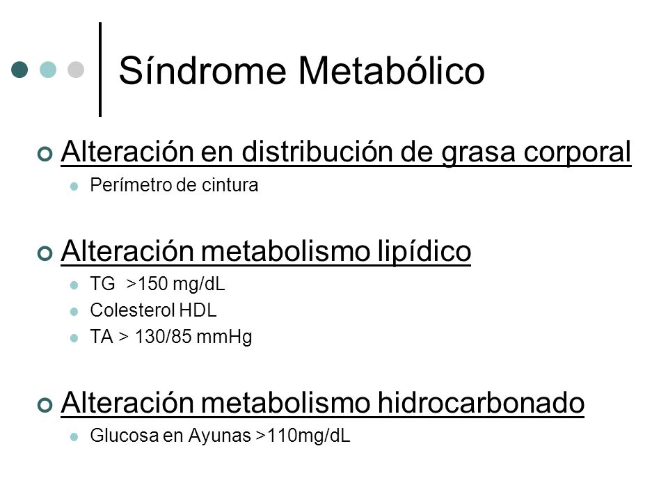 Síndrome Metabólico Alteración en distribución de grasa corporal