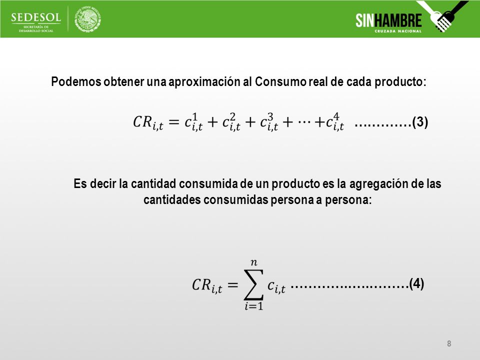 Podemos obtener una aproximación al Consumo real de cada producto: