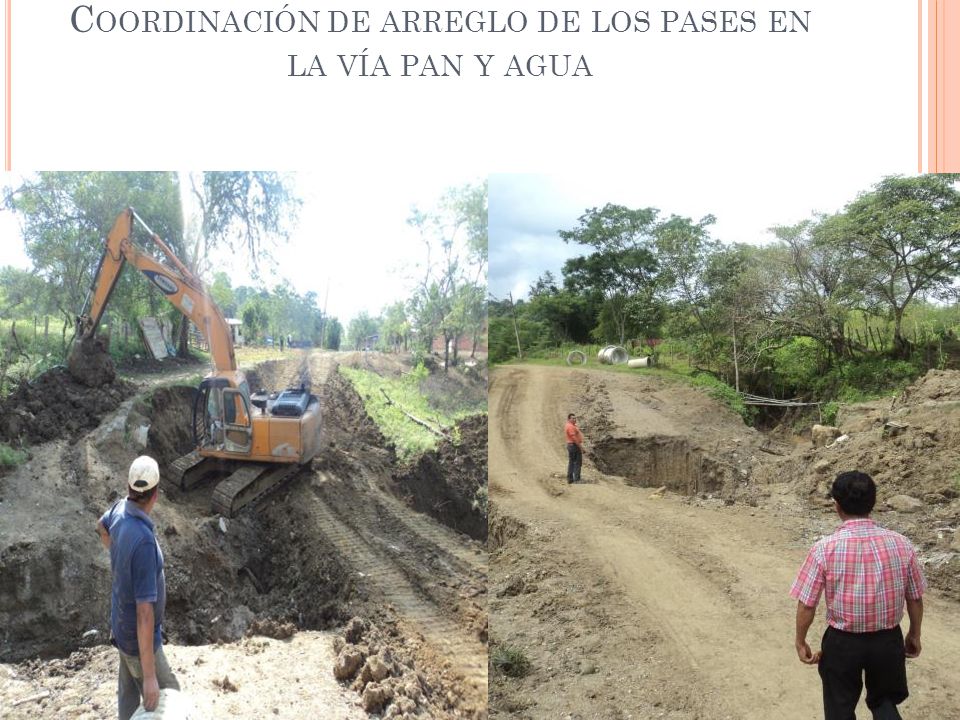Coordinación de arreglo de los pases en la vía pan y agua