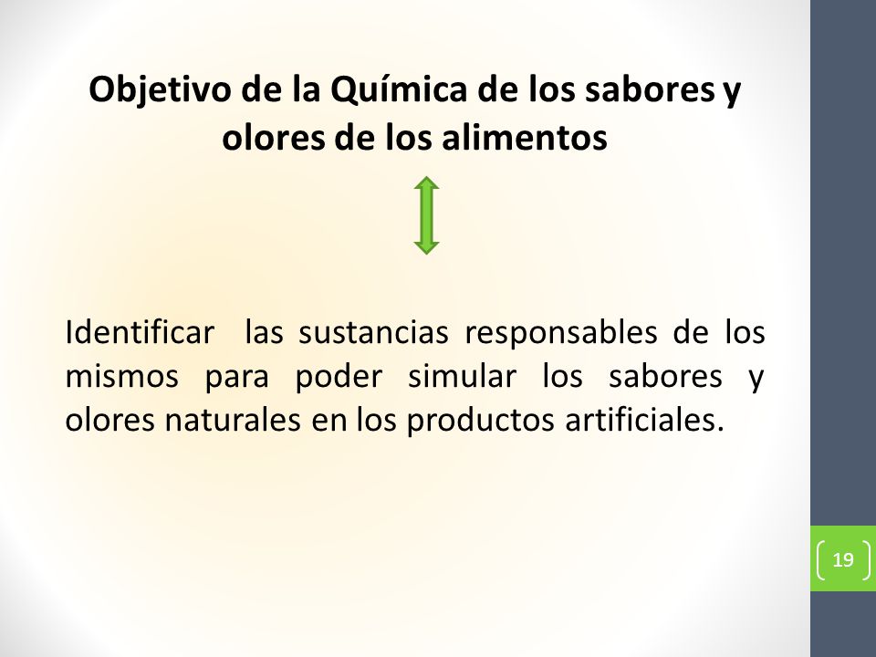 Objetivo de la Química de los sabores y olores de los alimentos