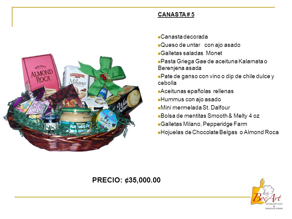 PRECIO: ¢35, Canasta decorada Queso de untar con ajo asado