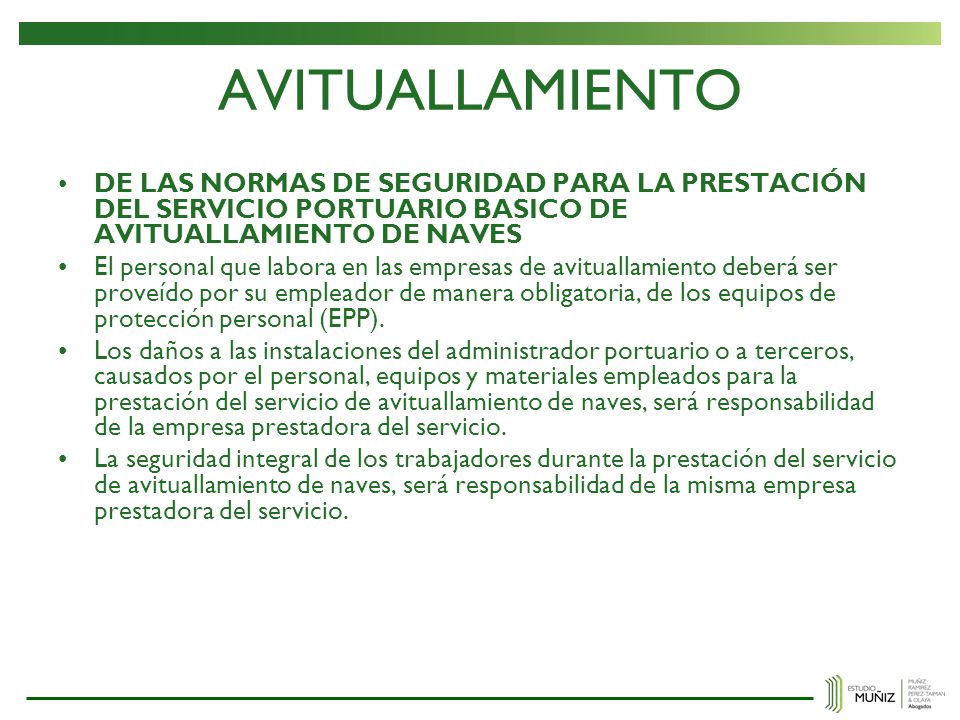 AVITUALLAMIENTO DE LAS NORMAS DE SEGURIDAD PARA LA PRESTACIÓN DEL SERVICIO PORTUARIO BASICO DE AVITUALLAMIENTO DE NAVES.