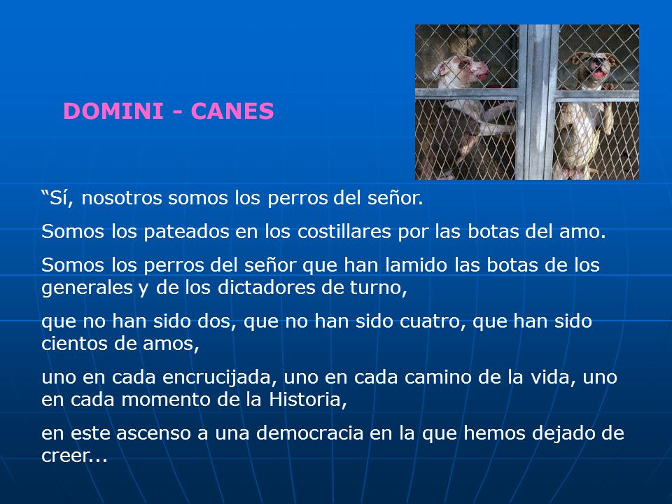 DOMINI - CANES Sí, nosotros somos los perros del señor.