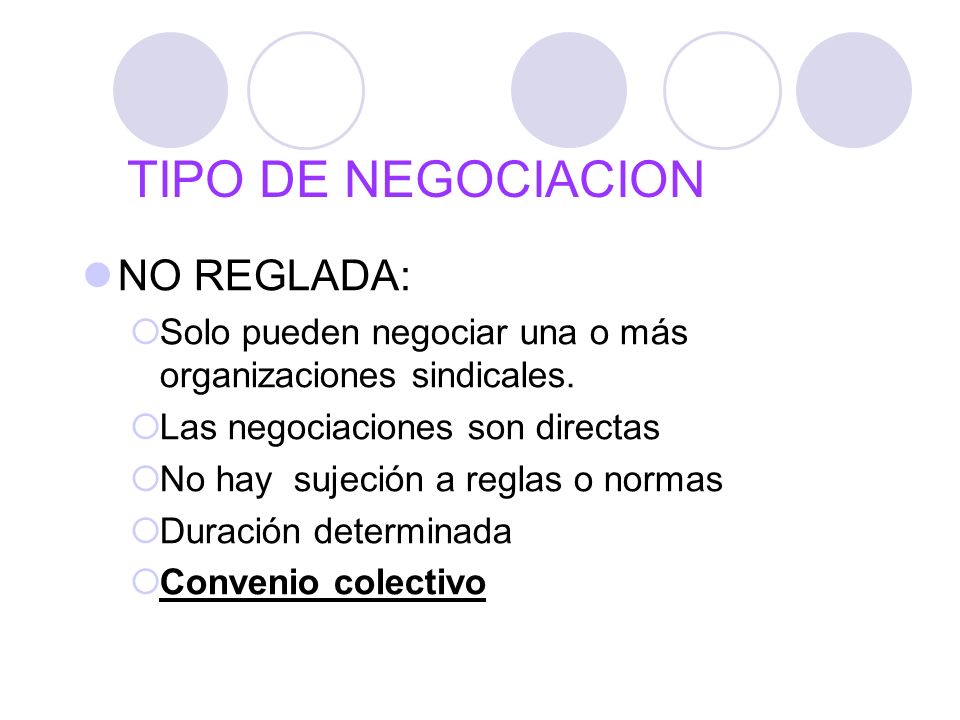 TIPO DE NEGOCIACION NO REGLADA: