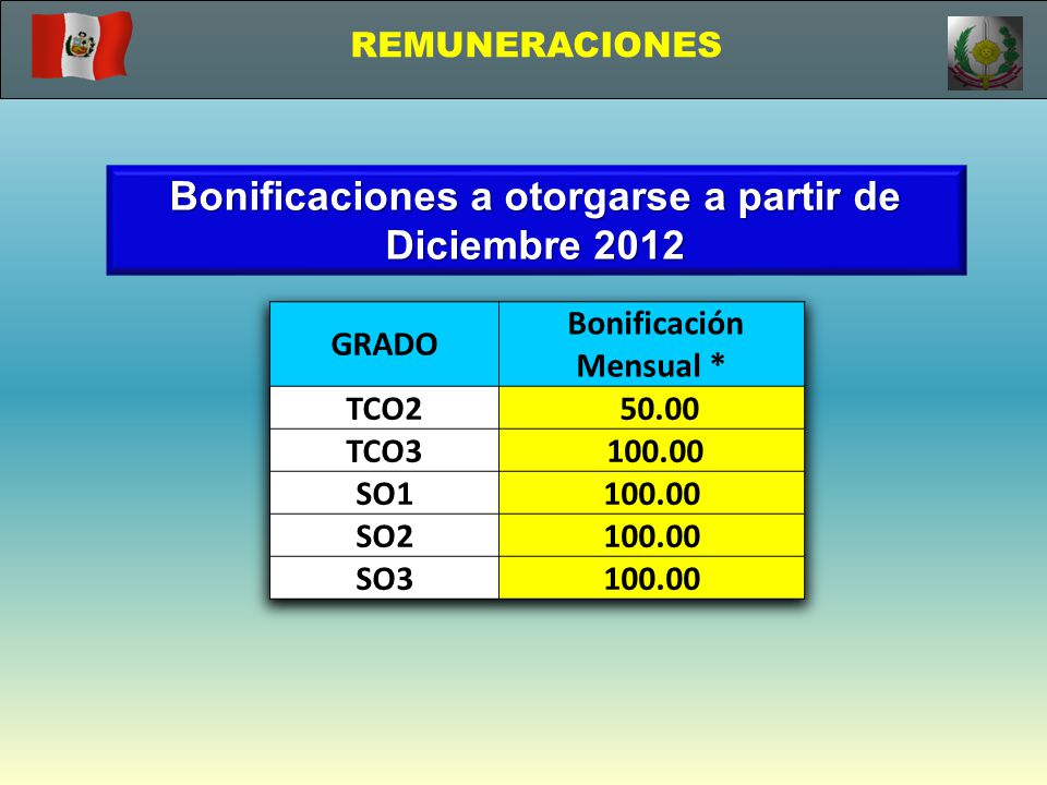 Bonificaciones a otorgarse a partir de Bonificación Mensual *