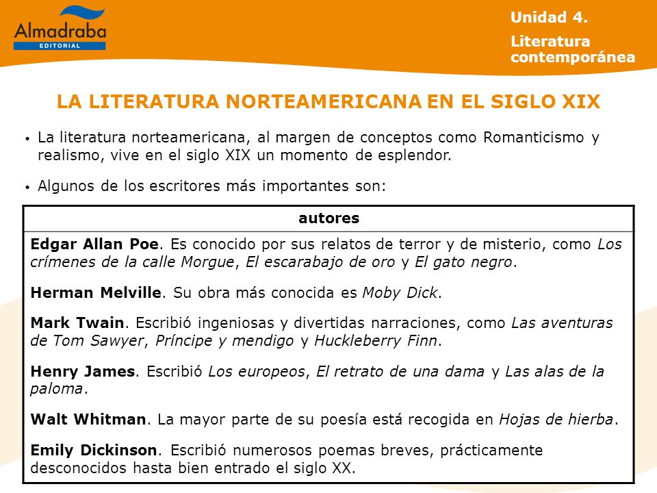 LA LITERATURA NORTEAMERICANA EN EL SIGLO XIX