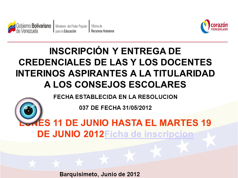 LUNES 11 DE JUNIO HASTA EL MARTES 19 DE JUNIO 2012Ficha de inscripcion