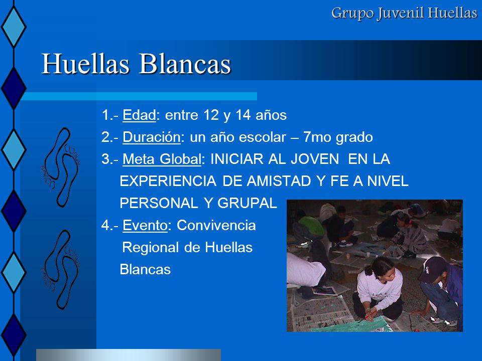 Huellas Blancas Grupo Juvenil Huellas 1.- Edad: entre 12 y 14 años