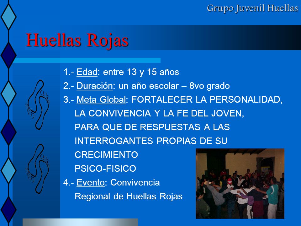 Huellas Rojas Grupo Juvenil Huellas 1.- Edad: entre 13 y 15 años