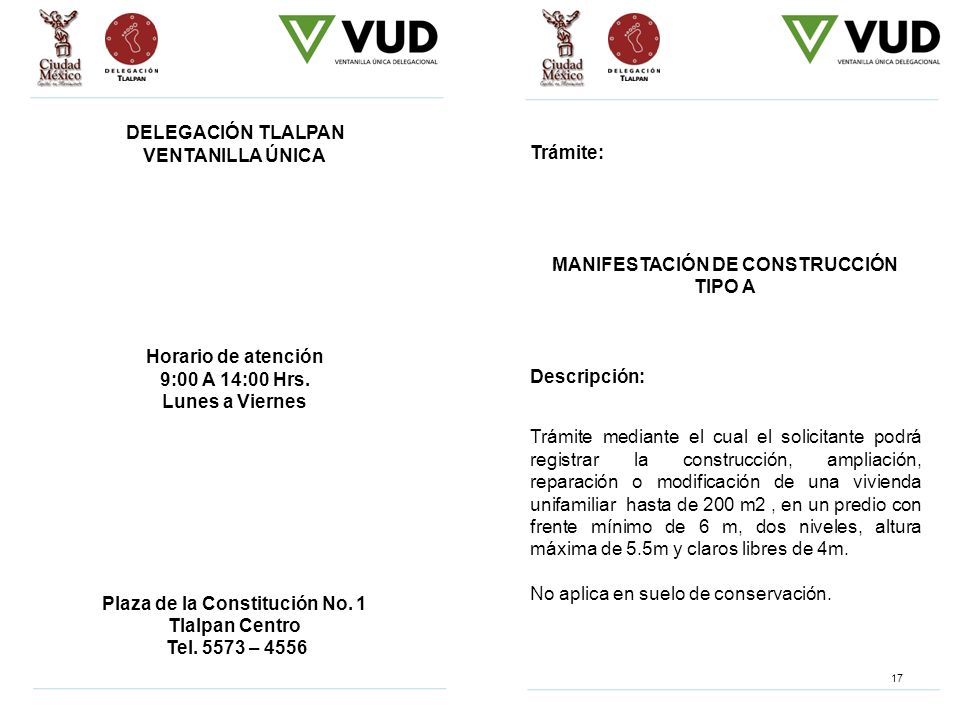 Plaza de la Constitución No. 1 MANIFESTACIÓN DE CONSTRUCCIÓN TIPO A