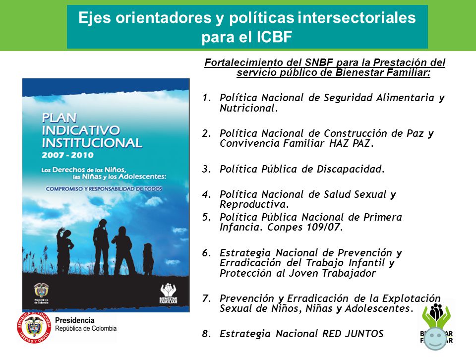 Ejes orientadores y políticas intersectoriales para el ICBF
