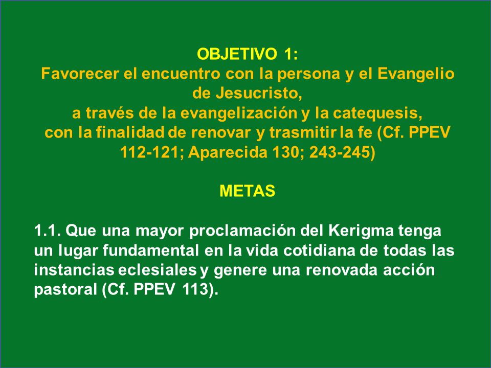 OBJETIVO 1: Favorecer el encuentro con la persona y el Evangelio