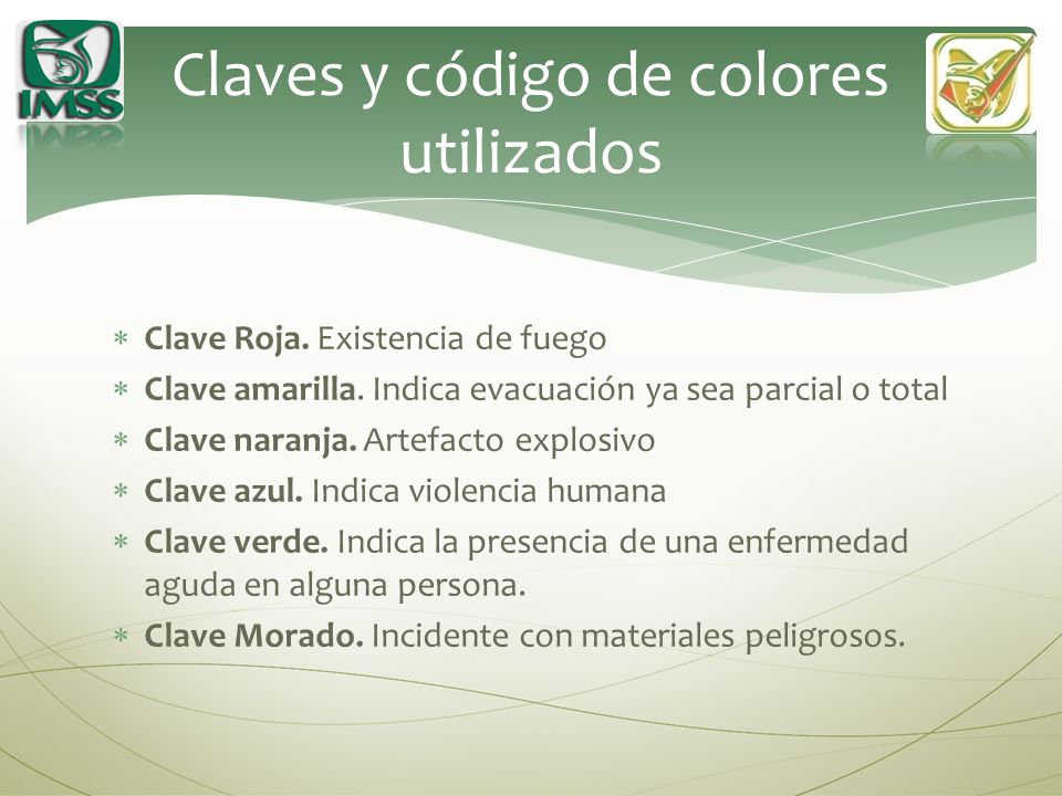Claves y código de colores utilizados